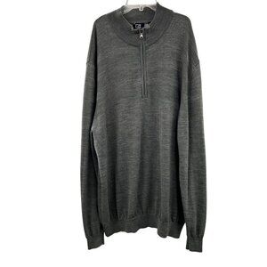 Cutter & Buck Men's 1/4 Zip Pullover Sweater Gray Long Sleeve Size 2XL Tall